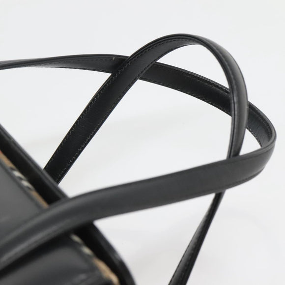 Burberrys Hand Bag Leather Black Silver Auth ep10754