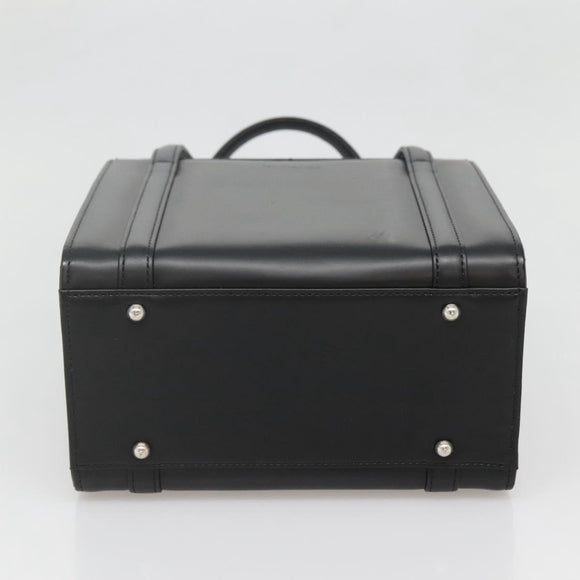 Burberrys Hand Bag Leather Black Silver Auth ep10754