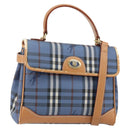 Burberrys Nova Check Hand Bag PVC 2way Blue Gold Auth ep10757-1