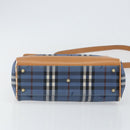 Burberrys Nova Check Hand Bag PVC 2way Blue Gold Auth ep10757-5