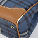 Burberrys Nova Check Hand Bag PVC 2way Blue Gold Auth ep10757-9