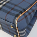 Burberrys Nova Check Hand Bag PVC 2way Blue Gold Auth ep10757-17