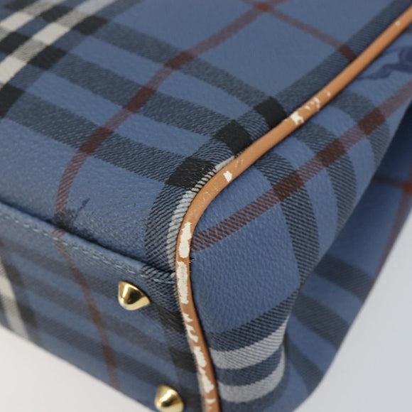 Burberrys Nova Check Hand Bag PVC 2way Blue Gold Auth ep10757