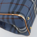 Burberrys Nova Check Hand Bag PVC 2way Blue Gold Auth ep10757-18