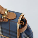 Burberrys Nova Check Hand Bag PVC 2way Blue Gold Auth ep10757-10