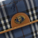 Burberrys Nova Check Hand Bag PVC 2way Blue Gold Auth ep10757-19