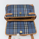 Burberrys Nova Check Hand Bag PVC 2way Blue Gold Auth ep10757-11