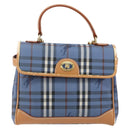 Burberrys Nova Check Hand Bag PVC 2way Blue Gold Auth ep10757-13