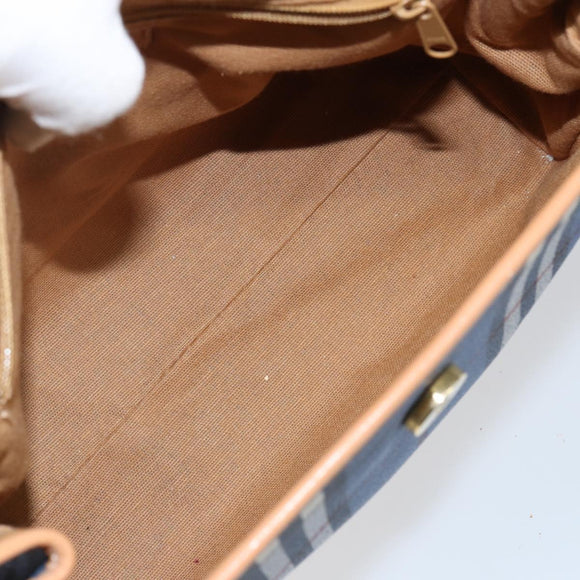 Burberrys Nova Check Hand Bag PVC 2way Blue Gold Auth ep10757