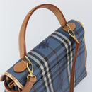 Burberrys Nova Check Hand Bag PVC 2way Blue Gold Auth ep10757-6