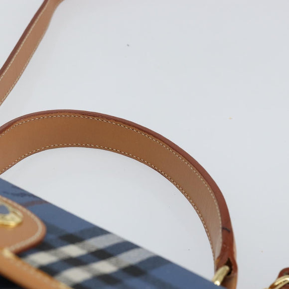 Burberrys Nova Check Hand Bag PVC 2way Blue Gold Auth ep10757