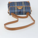 Burberrys Nova Check Hand Bag PVC 2way Blue Gold Auth ep10757-8