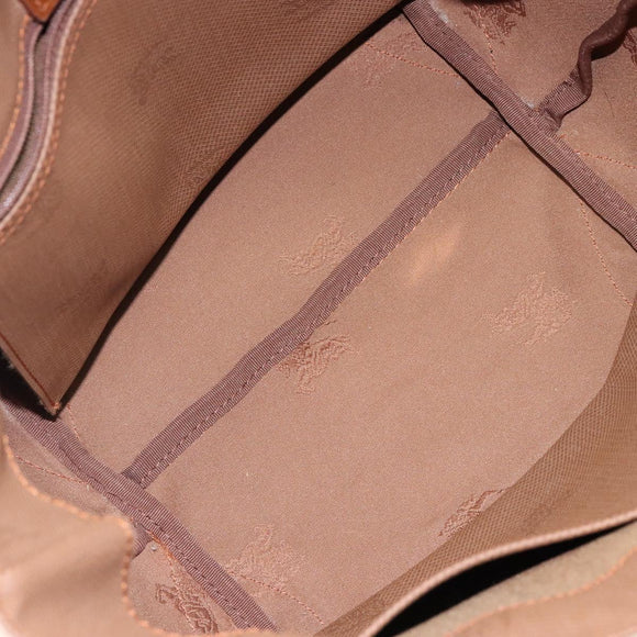 Burberrys Nova Check Hand Bag Canvas Beige Gold Auth ep10758