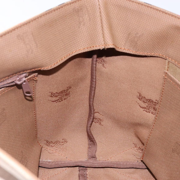 Burberrys Nova Check Hand Bag Canvas Beige Gold Auth ep10758