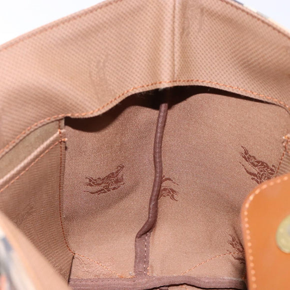 Burberrys Nova Check Hand Bag Canvas Beige Gold Auth ep10758