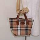 Burberrys Nova Check Hand Bag Canvas Beige Gold Auth ep10758-20
