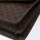 CELINE Macadam Canvas Hand Bag PVC Leather Brown Gold Auth ep10759-14