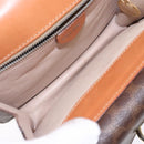 CELINE Macadam Canvas Hand Bag PVC Leather Brown Gold Auth ep10759-11