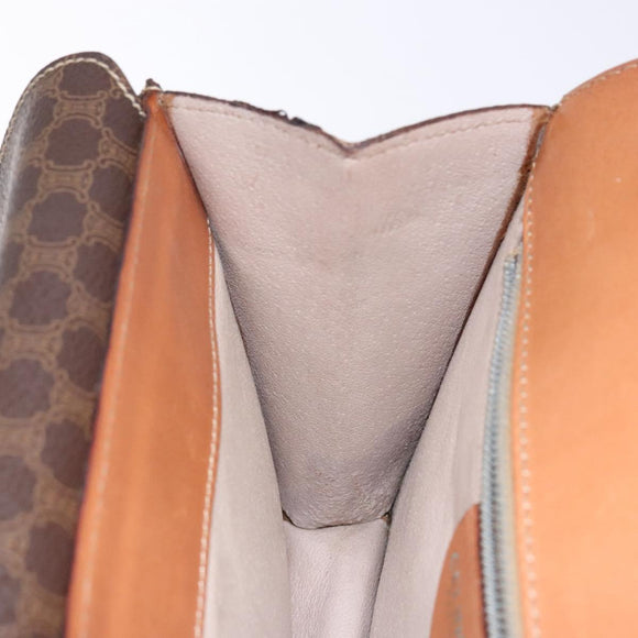 CELINE Macadam Canvas Hand Bag PVC Leather Brown Gold Auth ep10759