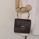 CELINE Macadam Canvas Hand Bag PVC Leather Brown Gold Auth ep10759-23