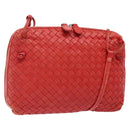 BOTTEGA VENETA INTRECCIATO Shoulder Bag Leather Red Auth ep10760-1