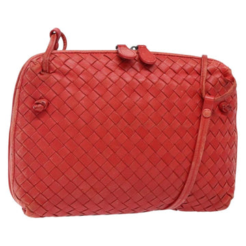 BOTTEGA VENETA INTRECCIATO Shoulder Bag Leather Red Auth ep10760