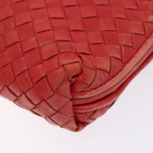 BOTTEGA VENETA INTRECCIATO Shoulder Bag Leather Red Auth ep10760
