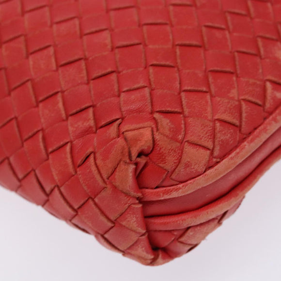 BOTTEGA VENETA INTRECCIATO Shoulder Bag Leather Red Auth ep10760
