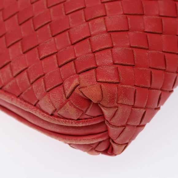 BOTTEGA VENETA INTRECCIATO Shoulder Bag Leather Red Auth ep10760