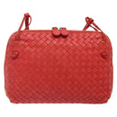 BOTTEGA VENETA INTRECCIATO Shoulder Bag Leather Red Auth ep10760-13