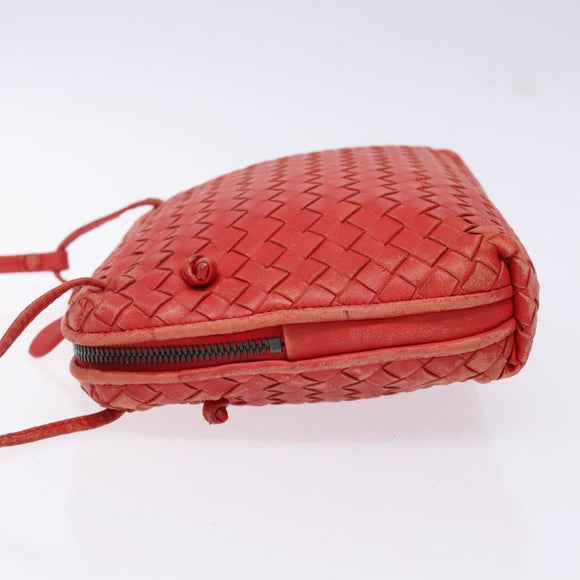 BOTTEGA VENETA INTRECCIATO Shoulder Bag Leather Red Auth ep10760