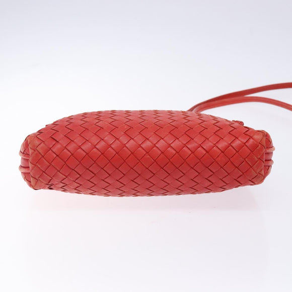 BOTTEGA VENETA INTRECCIATO Shoulder Bag Leather Red Auth ep10760