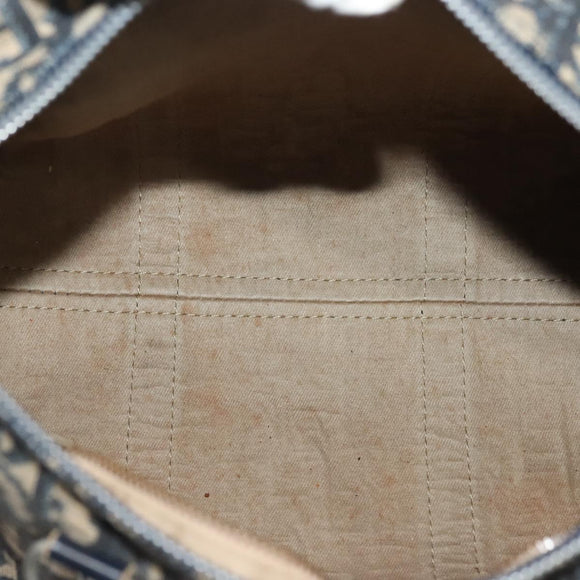 Christian Dior Trotter Canvas Boston Bag Navy Silver Auth ep10763