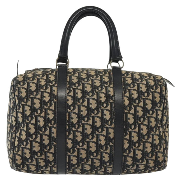 Christian Dior Trotter Canvas Boston Bag Navy Silver Auth ep10763