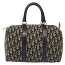 Christian Dior Trotter Canvas Boston Bag Navy Silver Auth ep10763-2