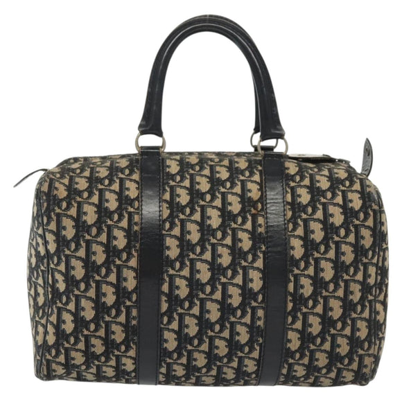 Christian Dior Trotter Canvas Boston Bag Navy Silver Auth ep10763