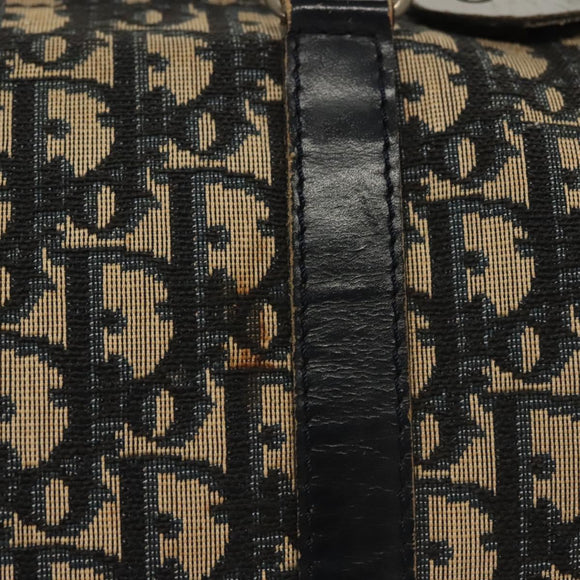 Christian Dior Trotter Canvas Boston Bag Navy Silver Auth ep10763