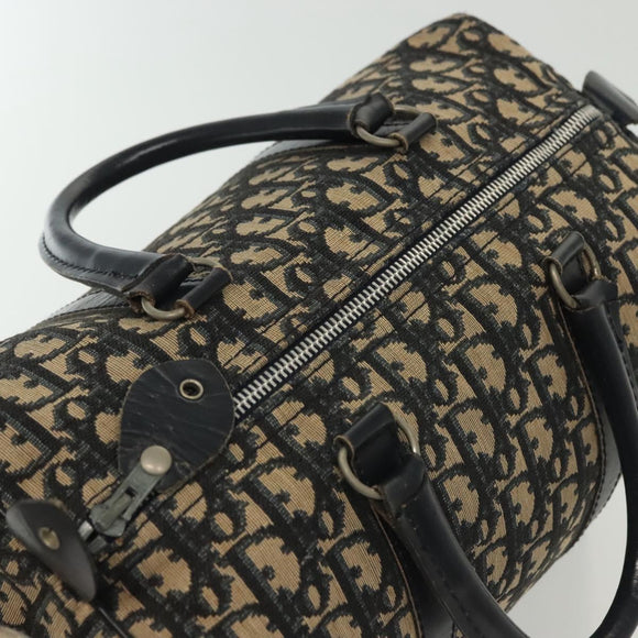 Christian Dior Trotter Canvas Boston Bag Navy Silver Auth ep10763