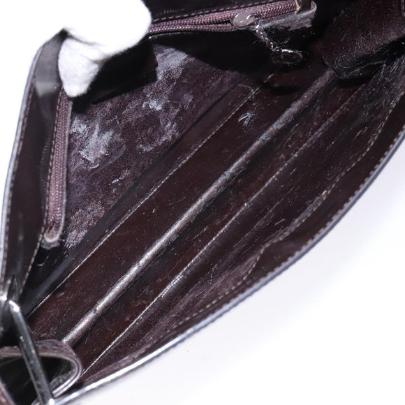 GUCCI Shoulder Bag Patent leather Brown Silver 001 3034 1705 Auth ep10769