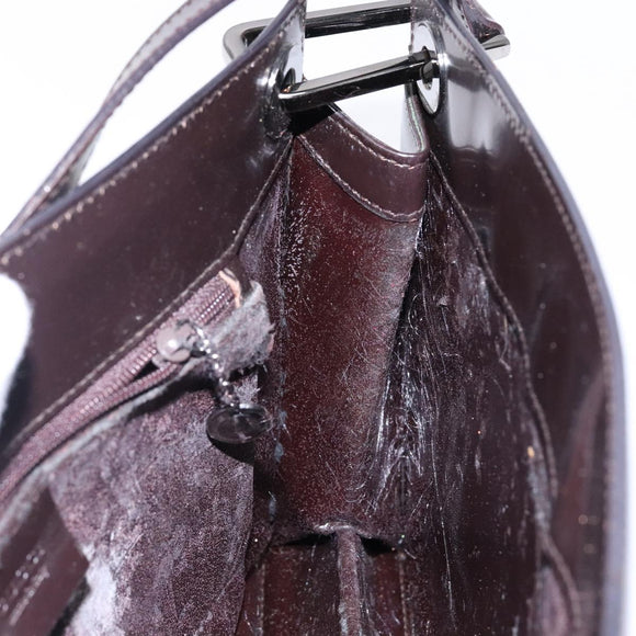 GUCCI Shoulder Bag Patent leather Brown Silver 001 3034 1705 Auth ep10769