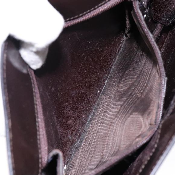 GUCCI Shoulder Bag Patent leather Brown Silver 001 3034 1705 Auth ep10769