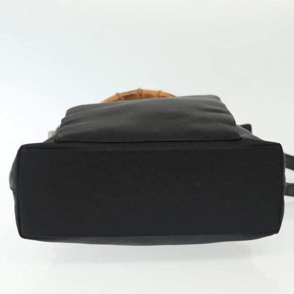 GUCCI Bamboo Hand Bag Nylon 2way Black Silver 000 2265 0581 Auth ep10773