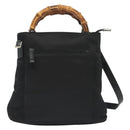 GUCCI Bamboo Hand Bag Nylon 2way Black Silver 000 2265 0581 Auth ep10773-2