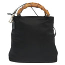 GUCCI Bamboo Hand Bag Nylon 2way Black Silver 000 2265 0581 Auth ep10773-3