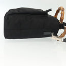 GUCCI Bamboo Hand Bag Nylon 2way Black Silver 000 2265 0581 Auth ep10773-4