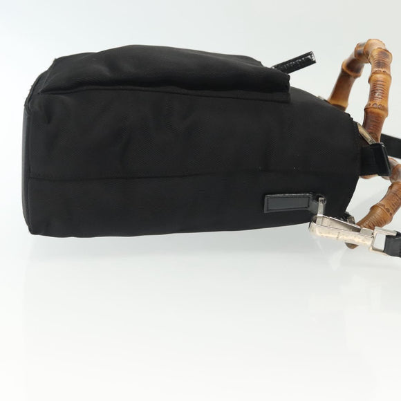 GUCCI Bamboo Hand Bag Nylon 2way Black Silver 000 2265 0581 Auth ep10773