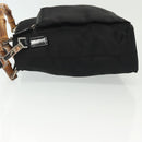 GUCCI Bamboo Hand Bag Nylon 2way Black Silver 000 2265 0581 Auth ep10773-5