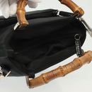 GUCCI Bamboo Hand Bag Nylon 2way Black Silver 000 2265 0581 Auth ep10773-6