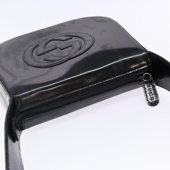GUCCI Shoulder Bag Patent leather Black Silver 007 2046 0250 Auth ep10775