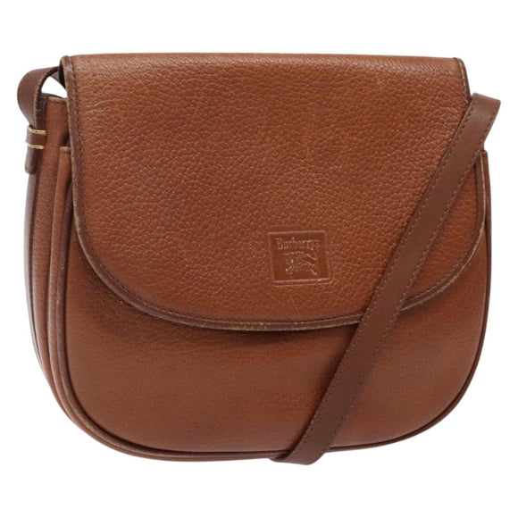 Burberrys Shoulder Bag Leather Brown Gold Auth ep10776